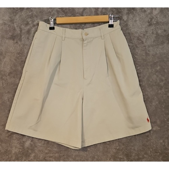 Polo Ralph Lauren Pants - Vtg Polo Ralph Lauren Hi Rise Khaki Shorts Women 8 Cotton Twill Pleated #687